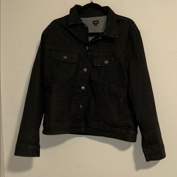Lee Denim XL Button Down Black 4 Pocket Cotton Polyester Spandex Jean Jacket - Picture 2 of 16